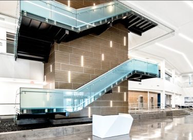 Staircase with lights at Brownsville PUB New Annex Building